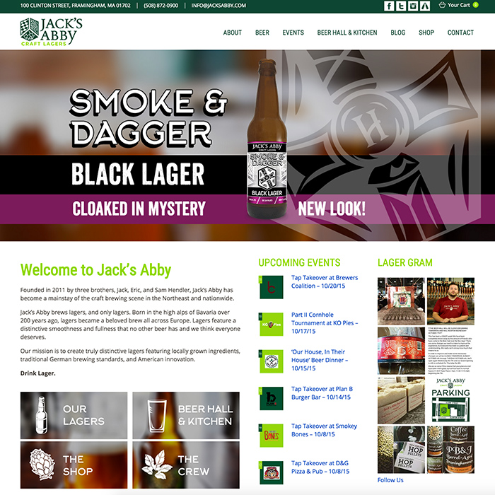 Nurenu Brand Marketing, Jack's Abby Craft Lagers, Website Development, Packaging Design