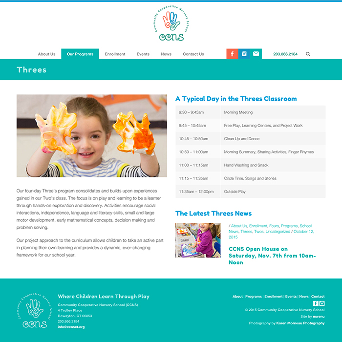 Nurenu Brand Marketing, Community Cooperative Nursery School, Website Design, Website Development