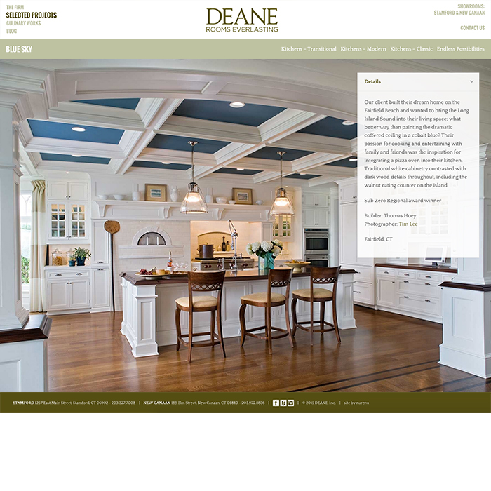 Nurenu Brand Marketing, Deane Inc, Website Design, Website Development, Kitchens, Custom Cabinetry
